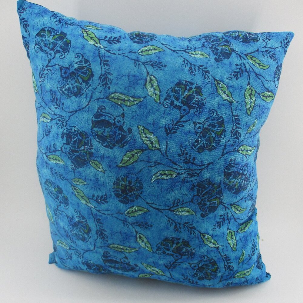 14" Blue on Blue Floral Pillow.